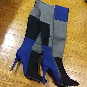 Ashley Stewart Patchwork Thigh Hi sueded size 12W